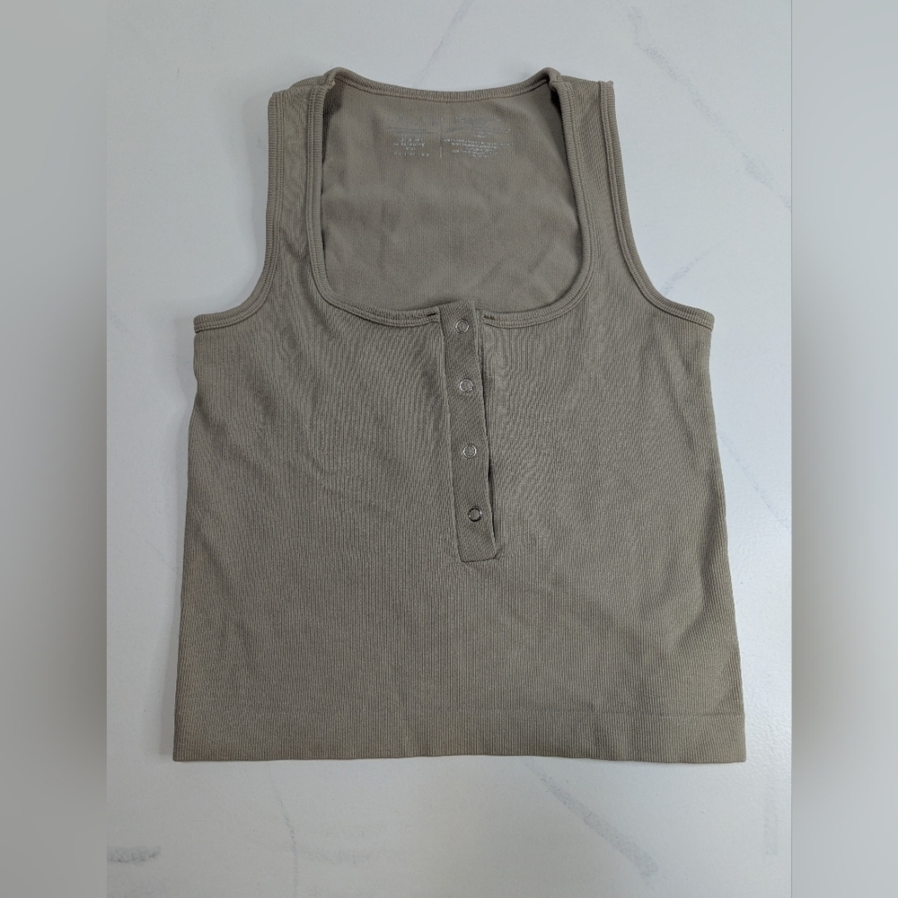 Boom Boom Jeans Tank Top Tan Ribbed Casual, Women's Size Medium